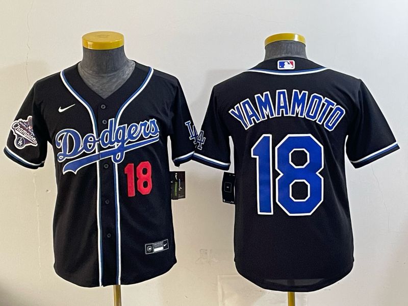 Youth Nike 2026 Los Angeles Dodgers #18 Yamamoto Black Game MLB Jersey 082